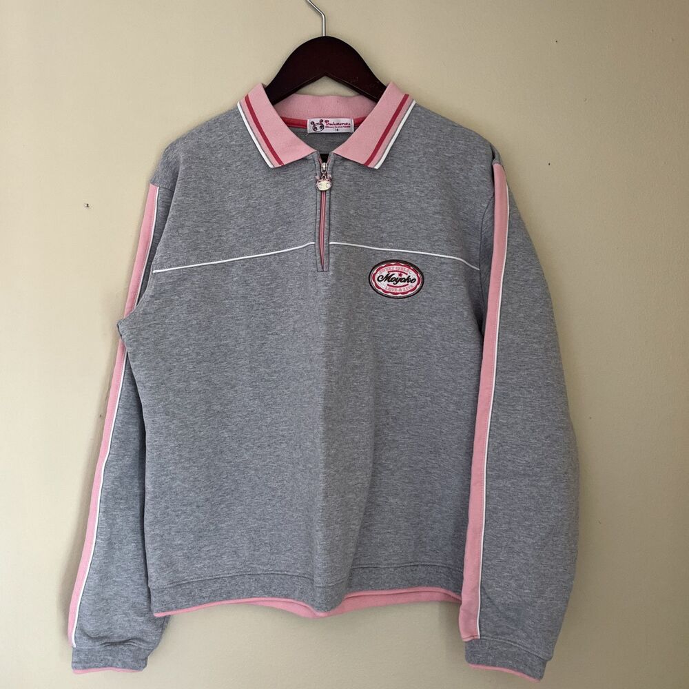TILOCHI PILOCHI MOYOKO Ultra Rare Embroidered Graphic Vtg 1/4 Zip Sweater- Large